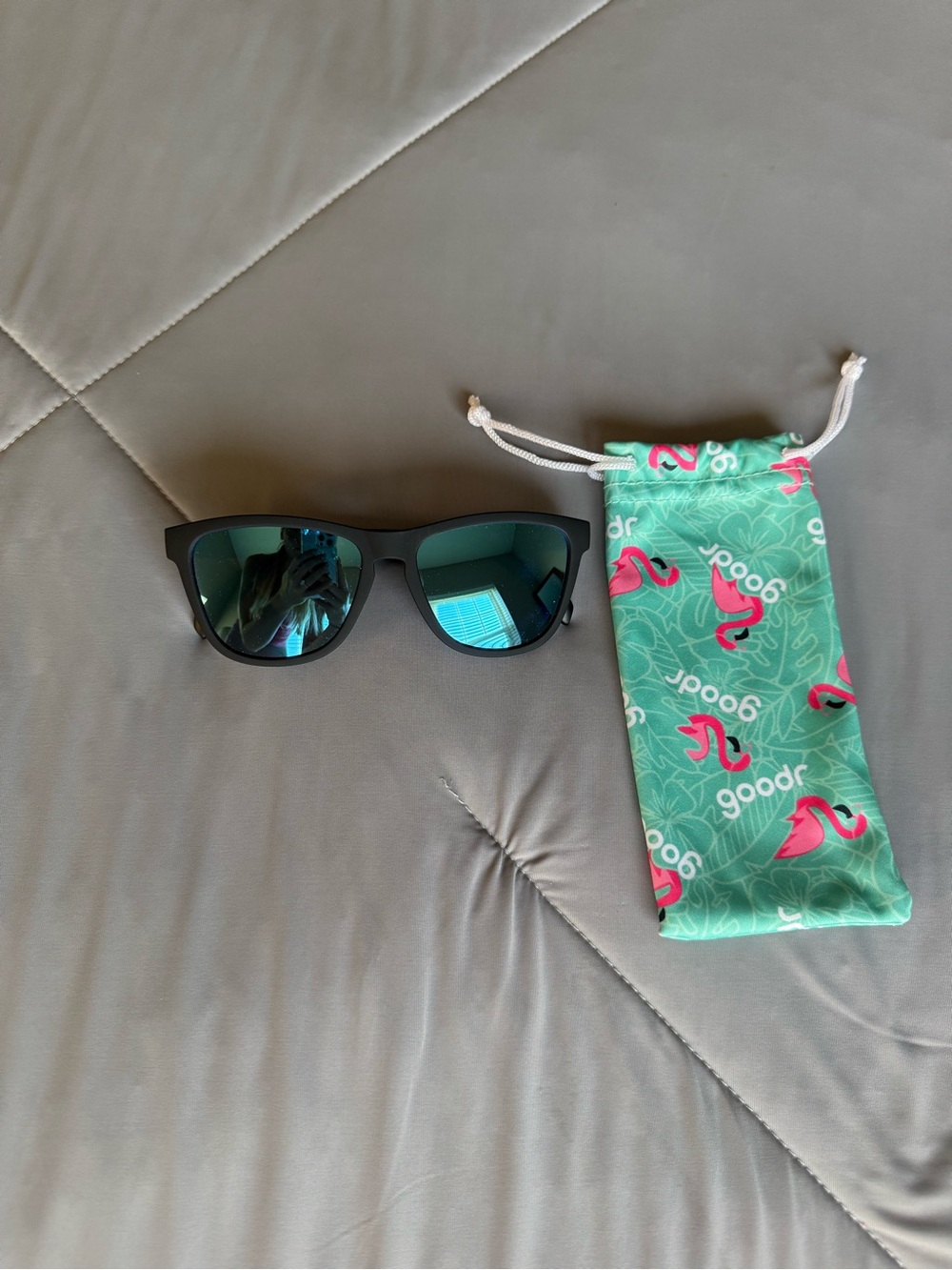 Goodr Men's Matte Black Sunglasses with Teal Blue Mirrored Lenses
